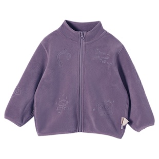 允儿妈女童冬季新款刺绣立领毛绒外套儿童秋冬加厚开衫宝宝上衣潮