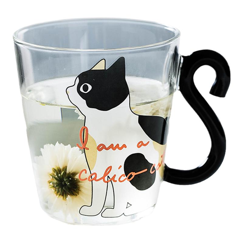 可爱猫咪耐热玻璃杯300ml家用