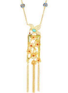 非遗花丝镶嵌喜上眉梢银鎏金项链