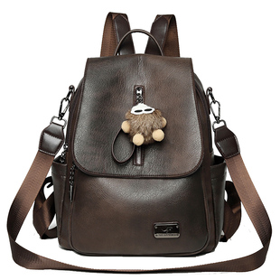 品牌袋鼠真皮双肩包女2025新款旅行背包大容量双肩包轻便双肩背包