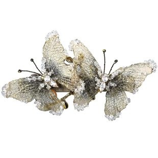 38妇女节礼物Cercoo/奢蔻刺绣蝴蝶轻奢一字夹子马尾半发夹盘头饰