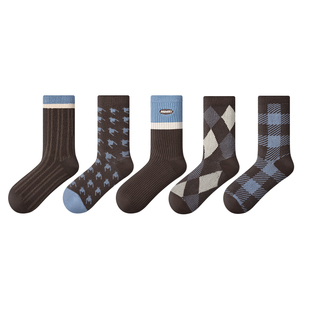 【所有姐姐的衣橱直播间】派米双针中筒袜女秋冬复古菱格时尚撞色