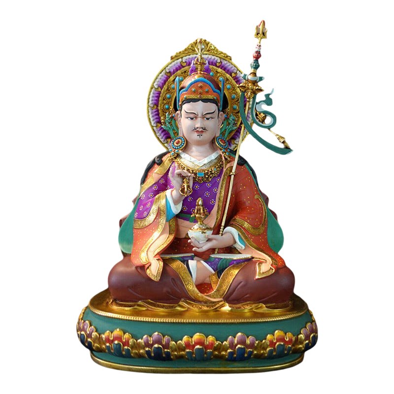 尼泊尔手工彩绘莲师纯铜佛像