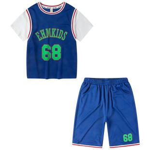 【BJ】男童篮球服套装儿童运动短袖2026夏装新款网眼透气