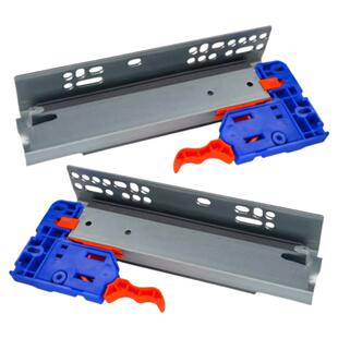 短款8寸隐藏式托底轨阻尼滑轨橱柜抽屉侧装缓冲轨道反弹三节导轨