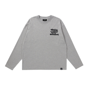 Makemore长袖男新款*staff系列凌乱刺绣重磅纯棉高级情侣口袋T恤