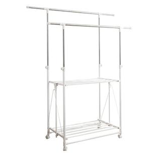 晾衣架落地阳台家用室内外免安装折叠晒衣架移动双杆伸缩凉衣挂架