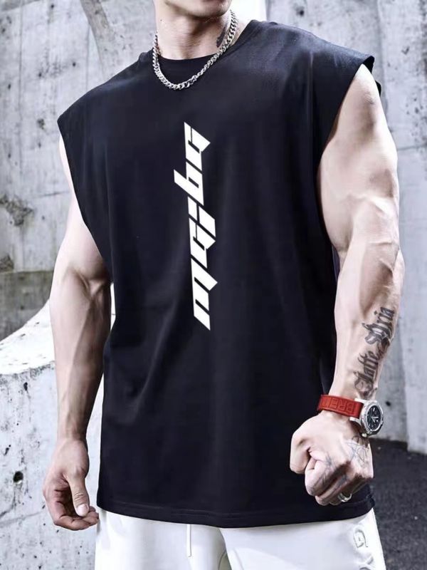 新款健身潮牌无袖坎肩速干背心男夏季跑步训练宽松ins运动T恤衣服