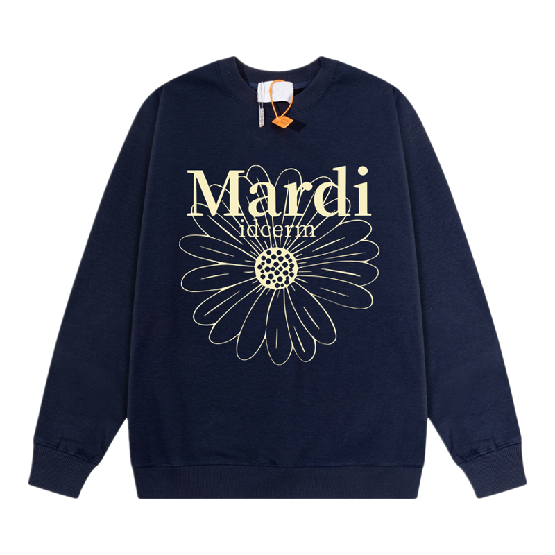 idcerem Mardi小雏菊多花圆领宽松卫衣女薄款秋冬季韩系休闲上衣