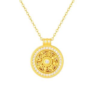 周大生八宝罗盘S925纯银项链女新中式高级感首饰生日礼物送女友.