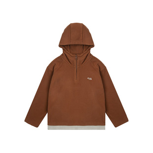 中大儿童假两件帽衫卫衣休闲保暖男孩帽衫刺绣上衣橘黄色灰色秋冬