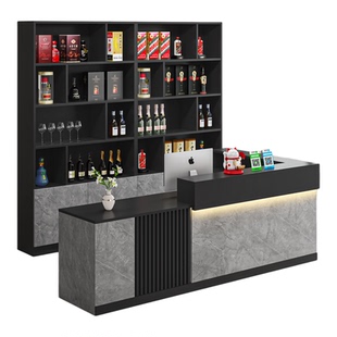饭店收银台吧台酒柜落地货柜便利店商用组合餐饮前台转角接待台