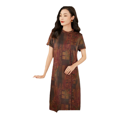 乔万尼大牌真丝连衣裙好看流行高端年夏季新款19mm珍珠缎EF2E345