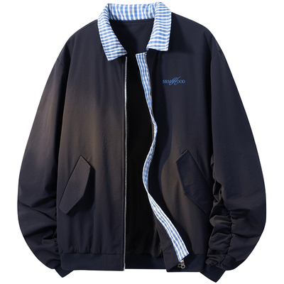 【明星同款】SRME老钱风格纹拼接设计感撞色翻领时尚潮流外套夹克