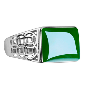 S925纯银戒指空托方形镶嵌绿松石蜜蜡戒指托男款 9*14 11*16 8*13