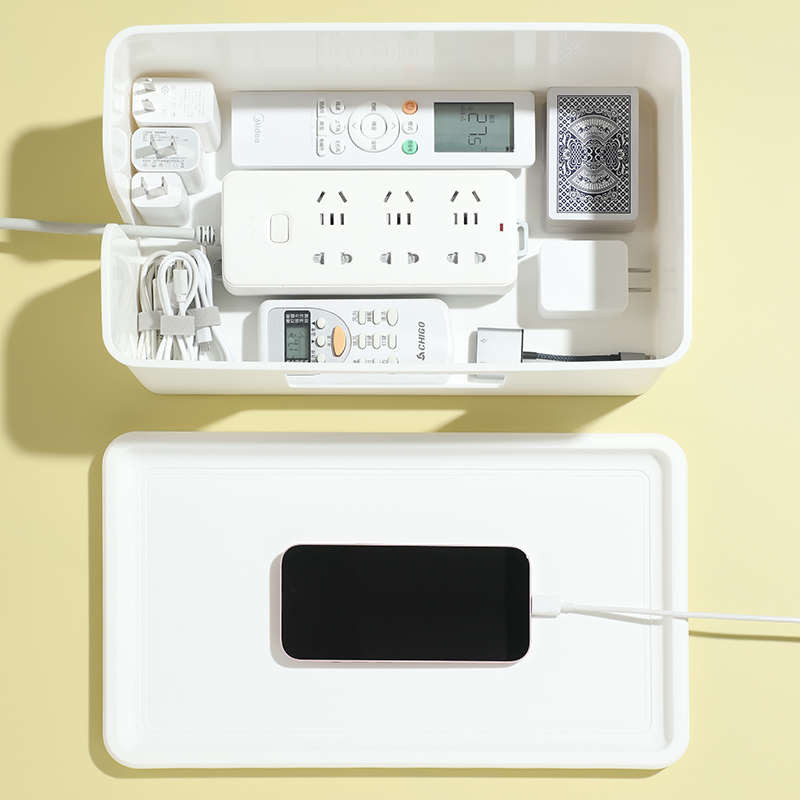 超大容量插座盒桌面插线板收纳盒排插拖板盒子办公室排插盒.4305
