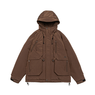 90鸭绒工装连帽羽绒服男款冬季潮牌大码宽松户外加厚保暖羽绒外套