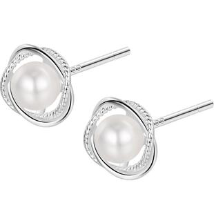 999银针天然珍珠耳钉女2026新款爆款复古缠绕耳环养耳洞气质耳饰