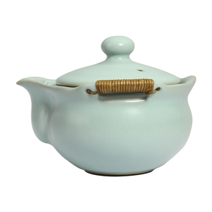 茶学堂天青汝窑防烫盖碗手抓壶茶杯茶具套组便携旅行茶具一壶两杯