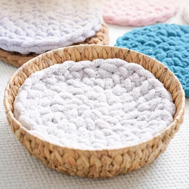 猫窝垫子圆形太空舱猫垫子睡觉用猫咪冬季针织保暖睡垫狗垫毛绒垫