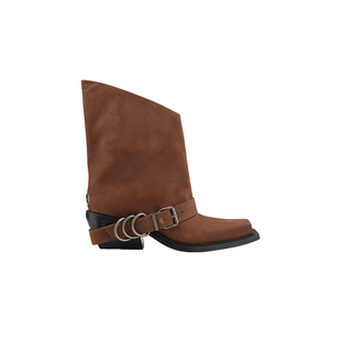 LUCIA TACCI哈妮克孜同款｜秋冬经典牛皮复古西部裤管厚底短靴女