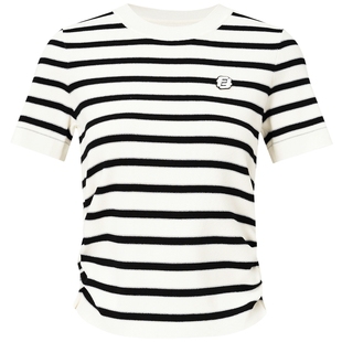 商场同款FF||仿佛夏季条纹针织衫女T恤短袖修身显瘦