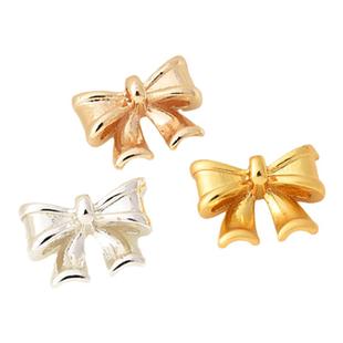 小号18K哑金保色蝴蝶结隔珠手工diy珍珠手链编织材料银色吊饰配件