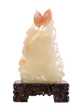 天然玉石金龙鱼摆件客厅玄关摆设