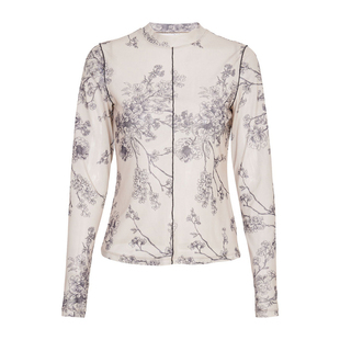 婉甸2025年秋季新品摩卡色秘境花园网纱套头衫1243I02MD3