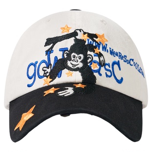 wasc新款美式撞色棒球帽女深顶春夏季加宽檐冕狐猴刺绣鸭舌帽子潮