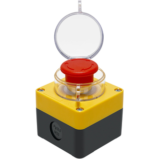 德力西急停按钮盒带挂锁LAY5sBS542防水防尘保护罩拉拔复位常闭