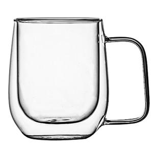 双层隔热玻璃杯子带把手家用喝水杯耐高温绿茶杯咖啡杯防烫咖啡杯