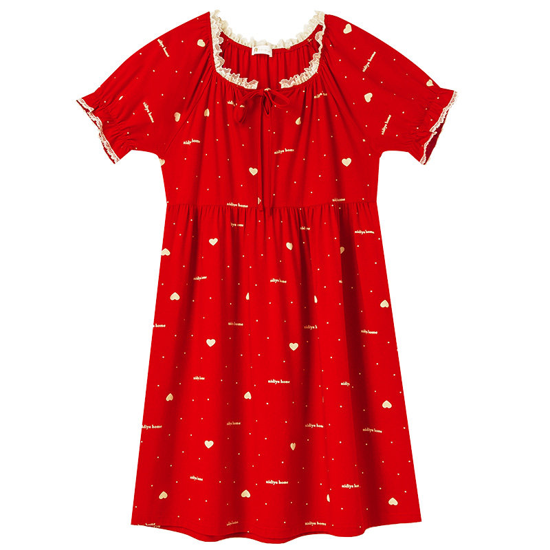 妮狄娅情侣纯棉喜庆家居服套装