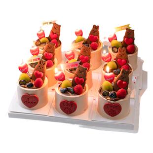 2.14情人节网红蛋糕装饰熊兔饼干摆件我爱你情侣告白插旗小熊