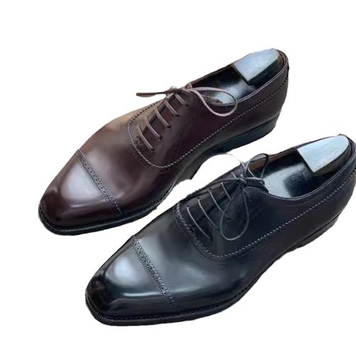 固伦方头男鞋正装皮鞋手工涂色三接头牛皮底固特异纯手工全真皮