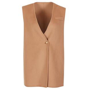 【商场同款】粉蓝衣橱2025冬女装复古绵羊毛双面呢马甲交叠领外套