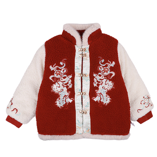 拜冬年服喜庆风儿童冬装新中式国风唐装男童过年衣服女童新年外套