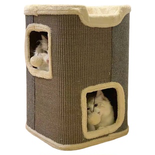 剑麻桶猫抓板耐磨不掉屑猫爬架一体双层多层猫窝四季通用爪柱冬季