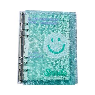 新款元气水波纹A5笔记本本子高颜值学生可拆卸手账本清透简约初高生日记本大学生考研横线本网格方格记事本子