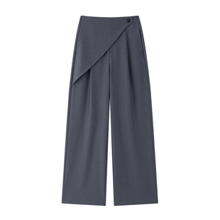 【游刃风姿】不对称阔腿裤丨CHICJOJO灰色休闲裤女26春新款西装裤