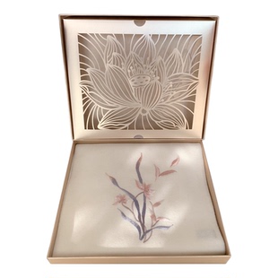 纯羊毛围巾幽兰花影冬季生日礼物送妈妈婆婆礼盒包装代写贺卡