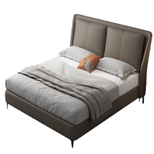 意式极简轻奢中厚头层皮钢木骨架全松木框架可储物真皮床尺寸定制