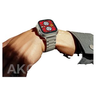 AKGLEADER潮牌适用applewatchultra 1/2代表带钛合金苹果手表iwatch表带金属苹果手表带iwatch9创意男款49mm