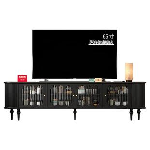 法式实木电视柜落地客厅家用2026新款中古家具美式收纳储物柜一体
