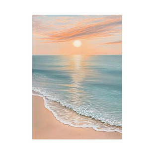 大芬村手绘油画海上日出客厅沙发背景墙装饰画高级感入户玄关挂画