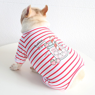 法斗草莓牛奶兔四脚衣睡衣胖狗狗斗牛衣服加菲恶霸英斗巴哥家居服