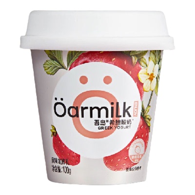 Oarmilk吾岛希腊酸奶草莓酸奶100g装风味希腊酸牛奶益生菌发酵乳