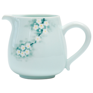 陶瓷影青公道杯手绘梅花分茶器家用茶海大号泡茶功夫茶具匀杯器