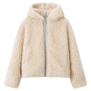 RUISHI芮时“暖绒云境”时髦蓬松廓形可拆卸帽子仿皮草外套女冬