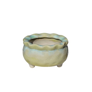 窑变流釉陶瓷多肉花盆花边猫眼简约透气桌面装饰创意冰裂可爱设计